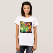 ペイントされた星雲 - ファイアオパール抽象画 Tシャツ (正面フル)