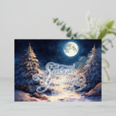 ペイントされた月光の雪の冬の風景 シーズン 箔シーズンカード (立ち正面)