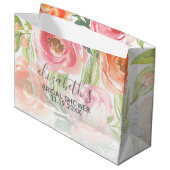 ペイントされた水彩花の花嫁のシャワー ラージペーパーバッグ (正面アングル)