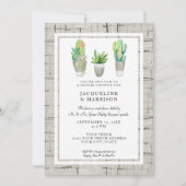 ペイントされた砂漠のスキュレントとサボテンのカップルシャワー 招待状 (正面)