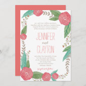 ペイントされた花のウェディング招待状 招待状 (正面/裏面)