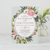 ペイントされた花のオールインワン結婚式の招待状 招待状 (スタンド正面)
