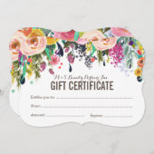 ペイントされた花のサロン ギフト証明書テンプレート (正面/裏面)