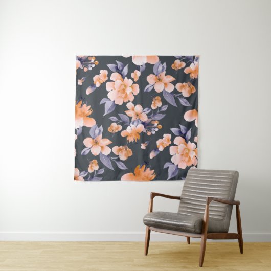 ペイントされた花のシームレスな背景 タペストリー (インサイチュ)