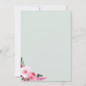 ペイントされた花のピンクとグリーンのスイート16の誕生日パーティー 招待状 (裏面)