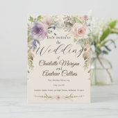 ペイントされた花の結婚式の招待状 招待状 (スタンド正面)