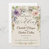 ペイントされた花の結婚式の招待状 招待状 (正面/裏面)