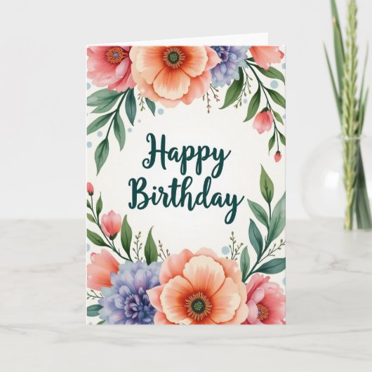 ペイントされた花の誕生日カード カード (正面)