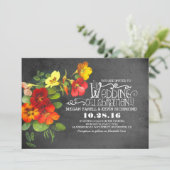 ペイントされた花の黒板ウェディング招待状 招待状 (スタンド正面)
