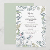 ペイントされた葉と水彩のウッドランドのうさぎたち メニュー (正面/裏面)