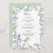 ペイントされた葉と水彩のウッドランドのうさぎ メニュー (正面/裏面)