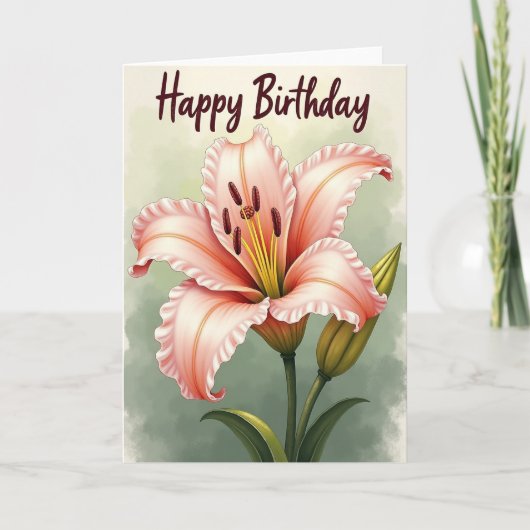 ペイントされた誕生日のユリのカード カード (正面)