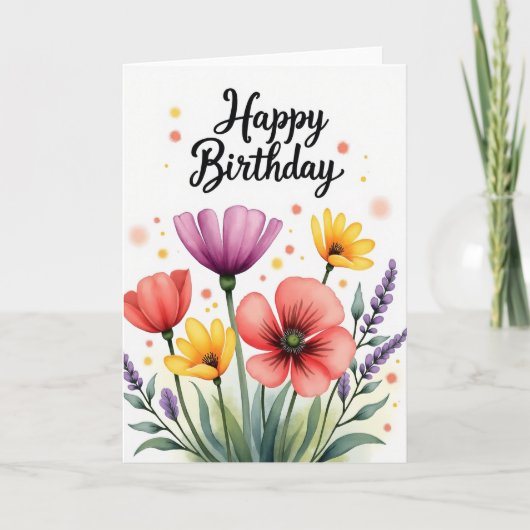 ペイントされた誕生日の花カード カード (正面)