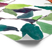 ペイントされた赤いリスの木の実の木の枝の素朴な ポスター (角)