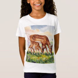 ペイントされた鹿の親子 Tシャツ