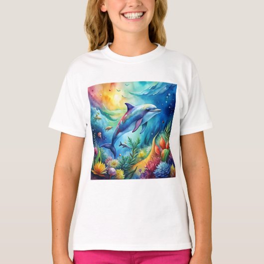 ペイントしたイルカ Tシャツ (正面)