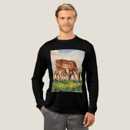 ペイントしたシカの親子 トライブレンドTシャツ