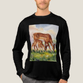 ペイントしたシカの親子 トライブレンドＴシャツ (正面)