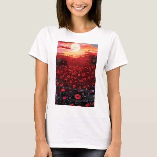 ペイントした花の庭 Tシャツ (正面)