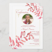 ペイントした葉の写真招待状 招待状 (正面/裏面)