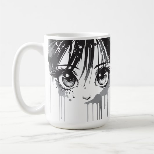 ペイントに染まるまなざしの漫画少女 コーヒーマグカップ (左)