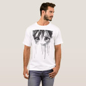 ペイントに染まるまなざしの漫画少女 Tシャツ (正面フル)