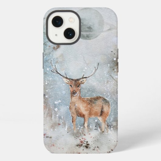 ペイントの鹿と惑星のiPhone 13ケース iPhoneケース (裏面)
