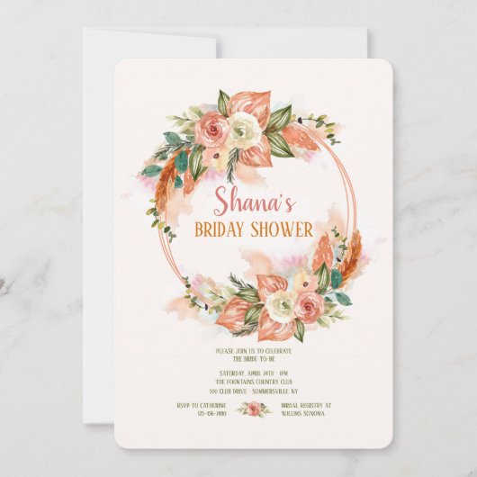 ペイントウォーターカラーの花輪の招待状 招待状 (正面)