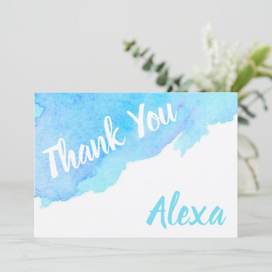 ペイントウォーターカラーブルーターコイズ サンキューカード (スタンド正面)