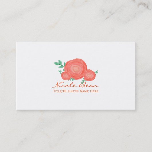 ペイントオレンジ花モダンビジネスカード 名刺 (正面)