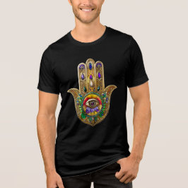 ペイントゴールドハムサアメジストルビーサードアイ トライブレンドTシャツ