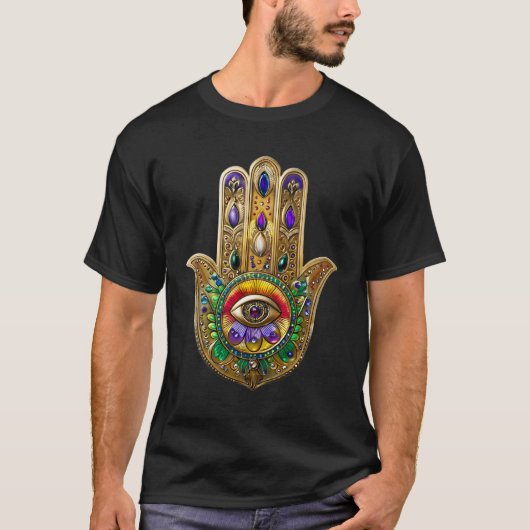 ペイントゴールドハムサアメジストルビーサードアイ Tシャツ (正面)