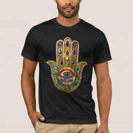 ペイントゴールド ハムサ アメジスト ルビー サードアイ Tシャツ