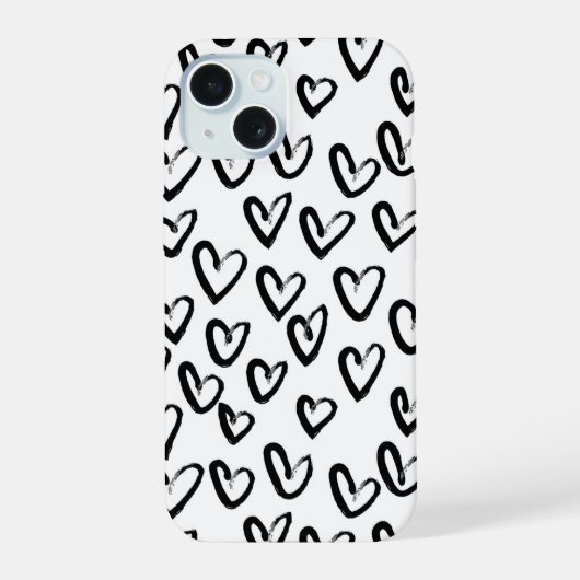ペイントストロークハート柄 iPhone 15ケース (裏面)