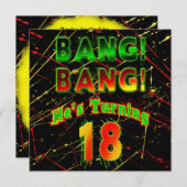 ペイントスプラッシュ誕生日パーティー招待状 18歳 招待状 (正面/裏面)