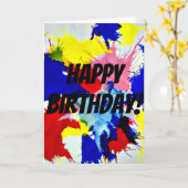 ペイントスプラッシュ お誕生日おめでとう カード (黄色い花)