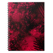 ペイントスプラッター効果 赤＆黒 ノートブック (正面)