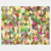 ペイントスプラッター秋色の葉のアブストラクト フリースブランケット (正面(横))