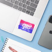 ペイントバイセクシャルシンボル プライドフラグ シール (ノートパソコンとiPhone)