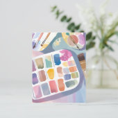 ペイントパレット | かわいいアート カラフルウォーターカラー ポストカード (スタンド正面)