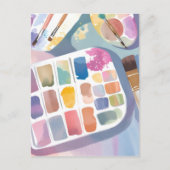ペイントパレット | かわいいアート カラフルウォーターカラー ポストカード (正面)