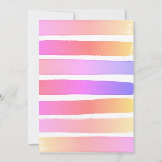 ペイントパーティーガール誕生日パステルレインボー サンキューカード (裏面)