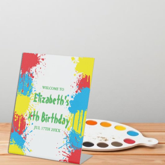 ペイントパーティーキッズの誕生日 台座サイン