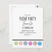 ペイントパーティー・ウォーターカラーパレット・アート・バースデー ポストカード (正面/裏面)