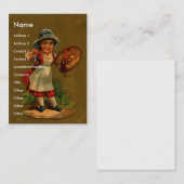 ペイントブラシおよびパレットを持つ芸術家 名刺 (正面/裏面)