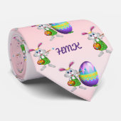 ペイントブラシおよび卵のプリントが付いているイースターのウサギ ネクタイ (ロール)