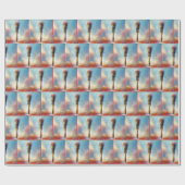 ペイントブラシの水彩ピンクの花束 ラッピングペーパー (フラット)