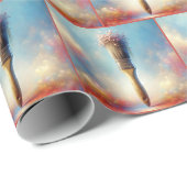 ペイントブラシの水彩ピンクの花束 ラッピングペーパー (ロールコーナー)