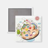ペイントブラシを持つ子ども マグネット (正面/裏面)