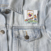 ペイントブラシを握り、イーゼルを待機することに人を配置して下さい 缶バッジ (インサイチュ)